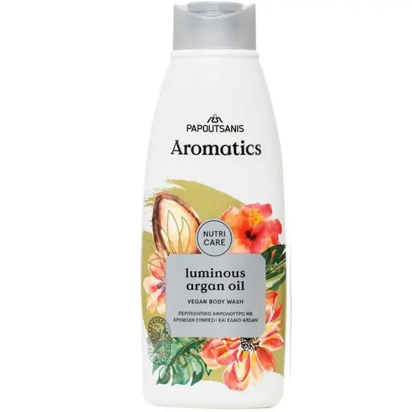 Papoutsanis 00% веган душ гел с арганово масло** - Papoutsanis Aromatics Nutri Care Body Wash Luminous Argan Oil, 600 мл