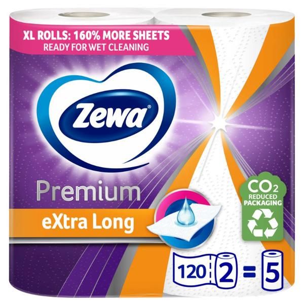 Zewa 2-слойни изключително дълги кухненски кърпи - Zewa Premium Extra Long White, 2 ролки