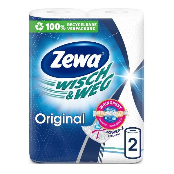 Zewa 2-слойни кухненски хартиени кърпи - Zewa Wisch &amp; Weg Original, 2 ролки
