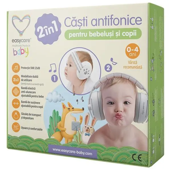 Easy Care Baby 2 в1 Наушници за бебета и деца - Easycare Baby, SNR 25dB защита, 0-4 години, 1 бр