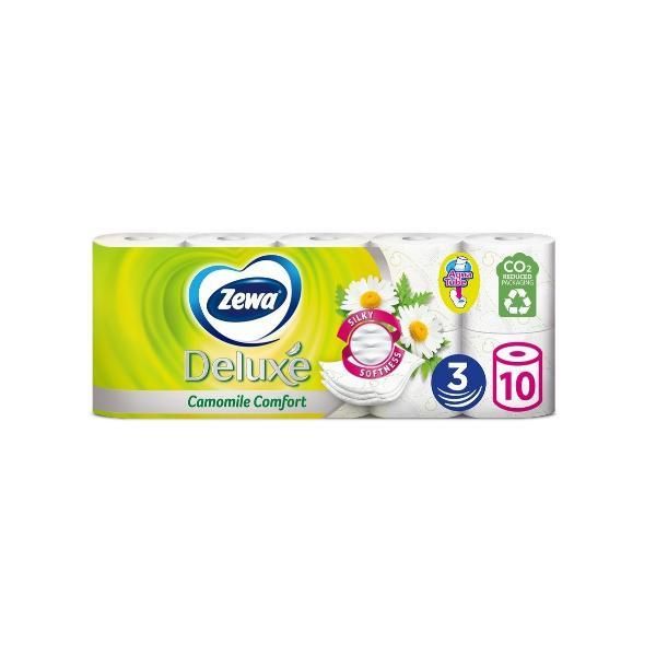 Zewa 3-слойна тоалетна хартия с аромат на лайка - Zewa Deluxe Camomile Comfort, 16 ролки