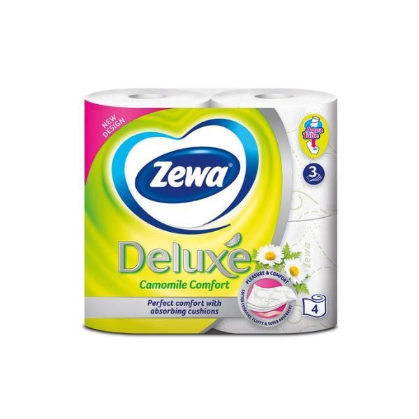 Zewa 3-слойна тоалетна хартия с аромат на лайка - Zewa Deluxe Chamomile Comfort, 4 ролки