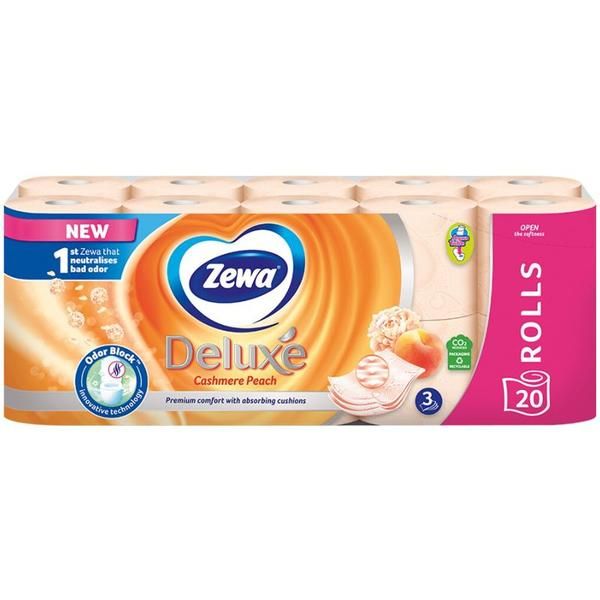 Zewa 3-слойна тоалетна хартия с аромат на праскова - Zewa Deluxe, 20 ролки