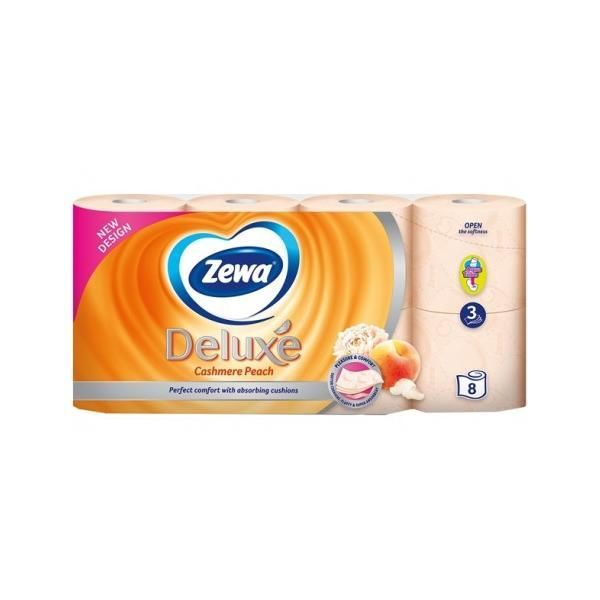 Zewa 3-слойна тоалетна хартия с аромат на праскова - Zewa Deluxe, 8 ролки