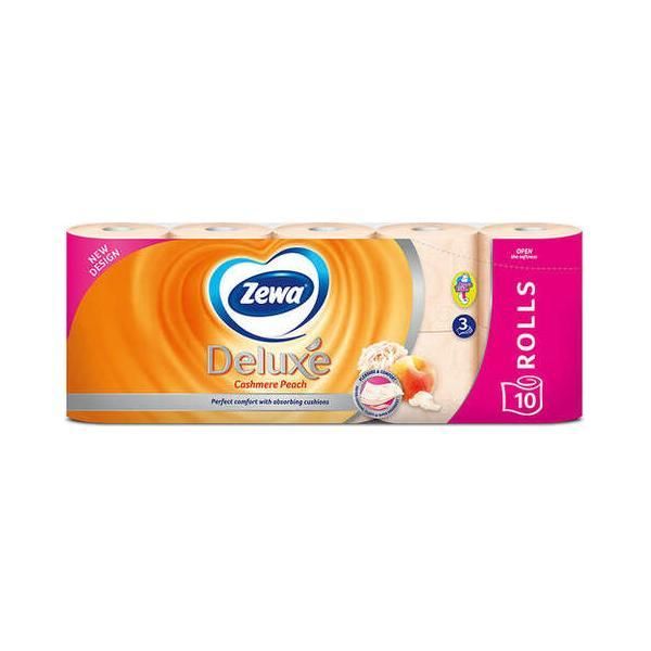 Zewa 3-слойна тоалетна хартия с аромат на праскова - Zewa Deluxe прасковен кашмир, 10 ролки