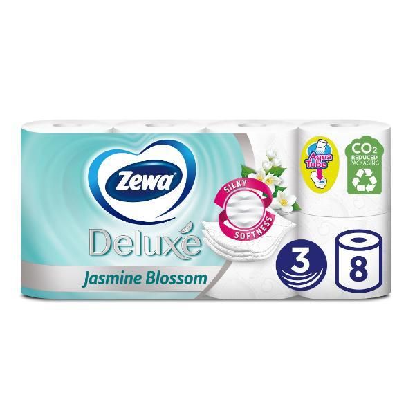 Zewa 3-слойна тоалетна хартия с аромат на жасмин - Zewa Deluxe Jasmine Blossom, 8 ролки