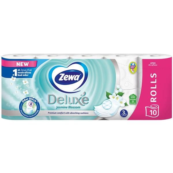 Zewa 3-слойна тоалетна хартия с парфюм Жасмин - Zewa Deluxe Jasmine Blossomh, 10 ролки