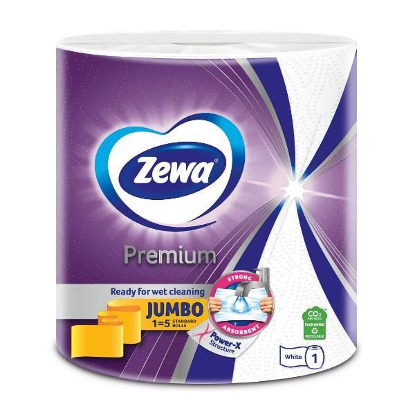 Zewa 3-слойни кухненски хартиени кърпи - Zewa Premium Jumbo White, 1 ролка