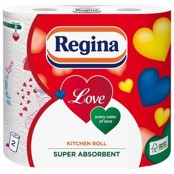 Regina 3 слоя кухненска кърпа - Regina Love Kitchen Roll, 2 ролки