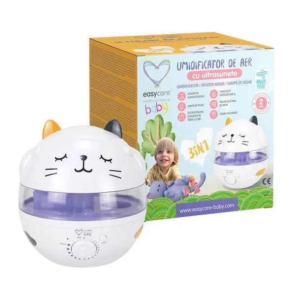 Easy Care Baby 3-в-1 ултразвуков овлажнител за въздух - Easy Care Baby, нощна лампа, 2 литра, 1 бр