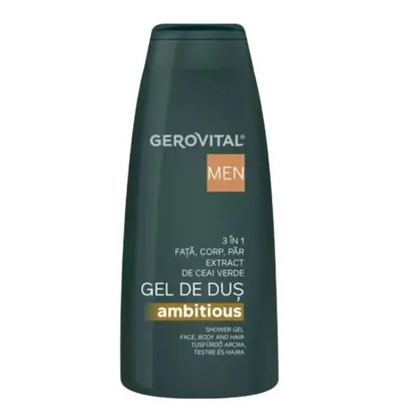 Gerovital 3в1 душ гел - Gerovital Men душ гел за лице, тяло и коса, 400 мл