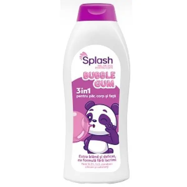 Splash 3в1 душ гел за деца, Bubble Gum - Splash, 500 мл