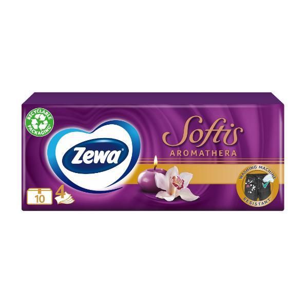 Zewa 4-слойни хартиени кърпички с релаксиращ аромат - Zewa Softis Aromathera, 10 бр