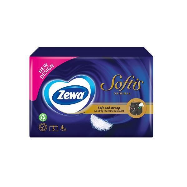 Zewa 4-слойни хартиени носни кърпички - Zewa Softis Original, 6 бр