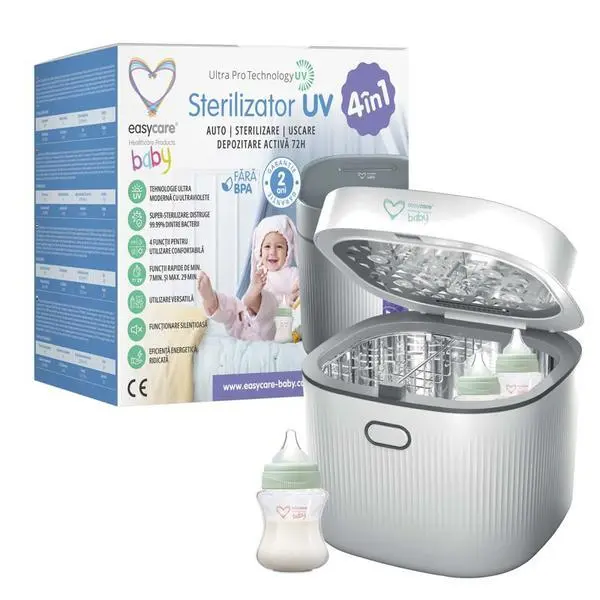 Easy Care Baby 4 в 1 UV стерилизатор със сушилня - Easycare Baby, капацитет 8 л, функция за активно съхранение, 1 бр