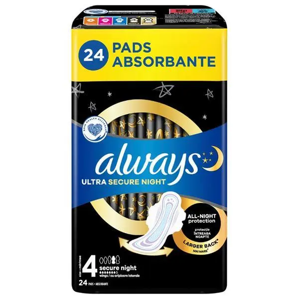 Always Абсорбент - Always Ultra Secure Night, размер 4, 24 бр