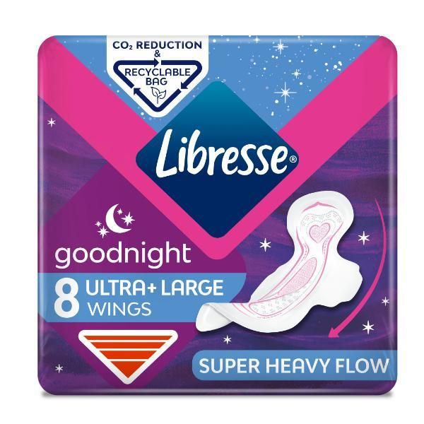Libresse Абсорбенти Long Night Wing с крила - Libresse Goodnight Ultra + Large Wings, 8 бр