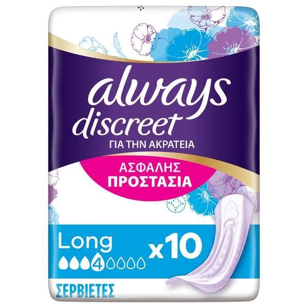 Always Абсорбенти при уринарна инконтиненция - Always Discreet, Long, 10 бр