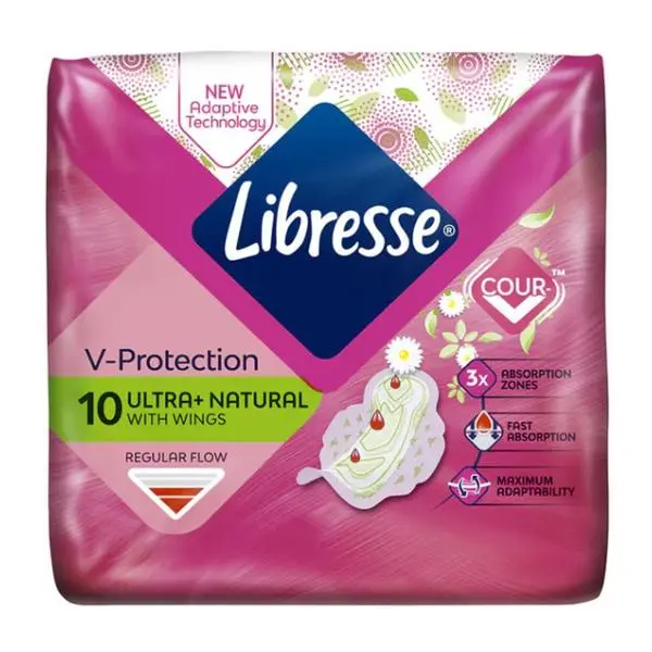 Libresse Абсорбенти с крилца - Libresse V Protection Ultra+ Natural с крилца10 бр