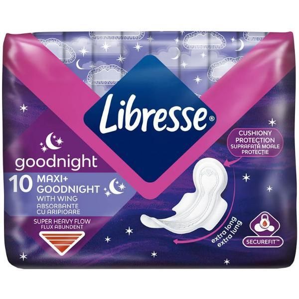 Libresse Абсорбенти, Wing Night Absorbents with Wings - Libresse Goodnight Maxi + with Wings, 10 бр