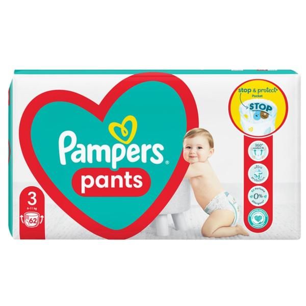 Pampers Активни бебешки пелени Pampers Pants, размер 3 (6-11 кг), 62 бр