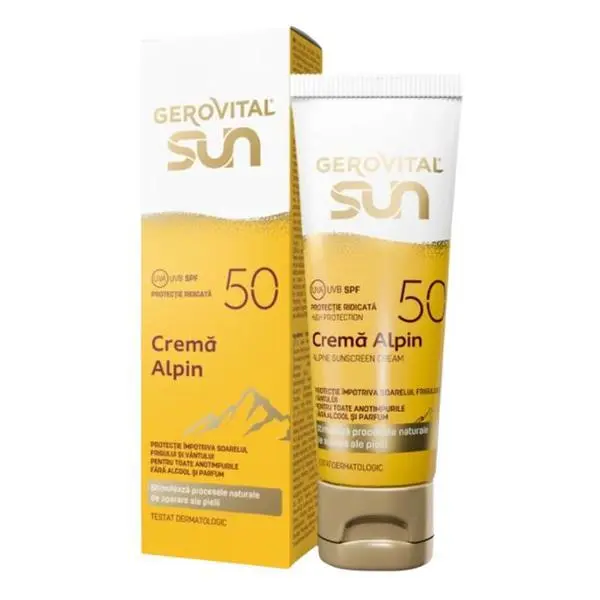 Gerovital Алпин крем SPF 50 с висока защита срещу слънце, вятър и студ, Gerovital Sun, 50 мл