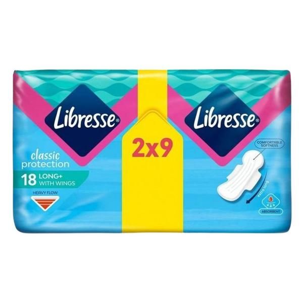 Libresse >АбсорбентиLibresse Classic Protection Long+ with Wings, 18 бр