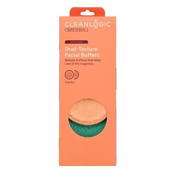 Cleanlogic >Гъба за почистване на лице, с две текстури - Cleanlogic Bath &amp; Body Dual-Texture Facial Buffer, 3 бр