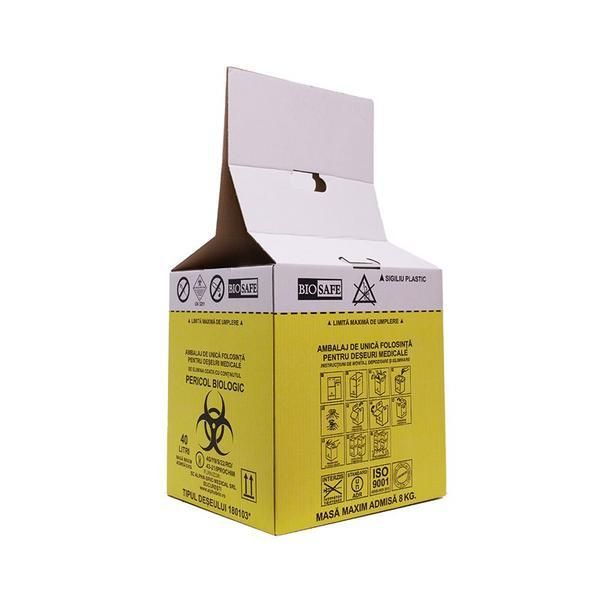 Klintensiv &gt;Кутия за изгаряне на медицински отпадъци - Klintensiv с жълта торба, 40 л