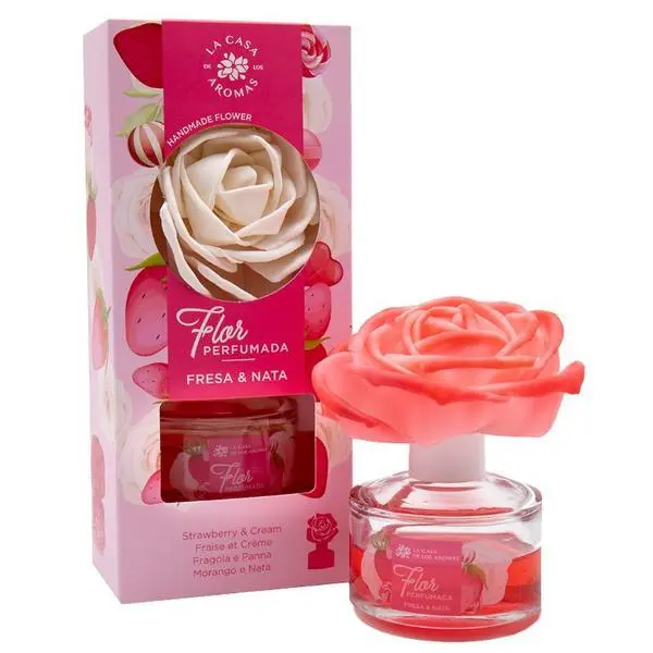 Mikado Ароматизатор за стая с аромат на ягоди Mikado  - La Casa De Los Aromas Flor Perfumada Fresa &amp; Nata, 65 мл
