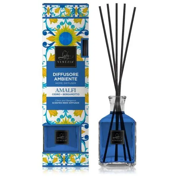 Lady Venezia Ароматизатор за стая с пръчици от кедър и бергамот - Lady Venezia Amalfi Citron and Bergamot Scented Reed Diffuser, 250 мл