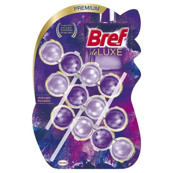 Bref Ароматизатор за тоалетна - Bref DeLuxe Midnight Bouquet, 3 x 50 гр
