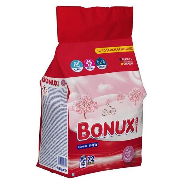 Bonux Автоматичен перилен препарат 3 в 1 с парфюм Magnolia за цветни дрехи - Bonux 3 in 1 Colours Powder Pure Magnolia, 4680 гр
