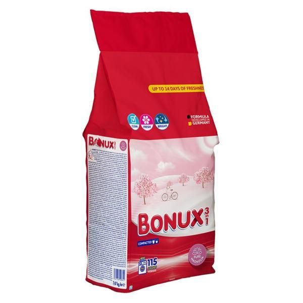 Bonux Автоматичен перилен препарат 3 в 1 с парфюм Magnolia за цветни дрехи - Bonux 3 in 1 Colours Powder Pure Magnolia, 7470 гр