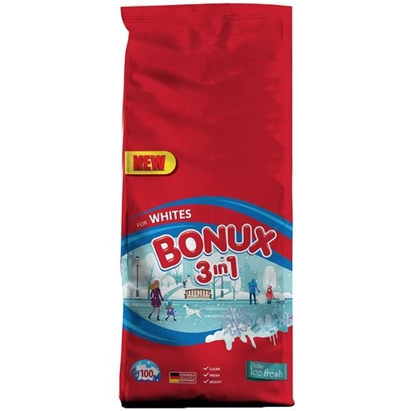 Bonux Автоматичен прах за пране 3 в 1 със свеж зимен аромат за бяло пране - Bonux 3 в 1 за Whites Polar Ice Fresh, 10 кг