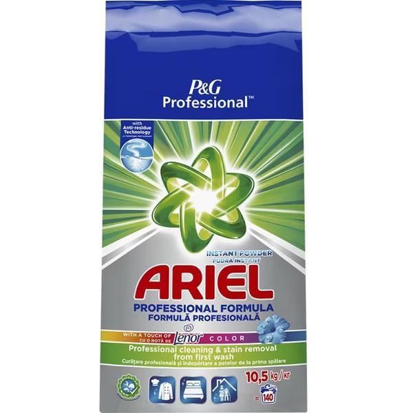 Ariel Автоматичен прах за пране на цветни дрехи с Lenor - Ariel Professional Formula Instant Powder Touch of Lenor, 10,5 kг