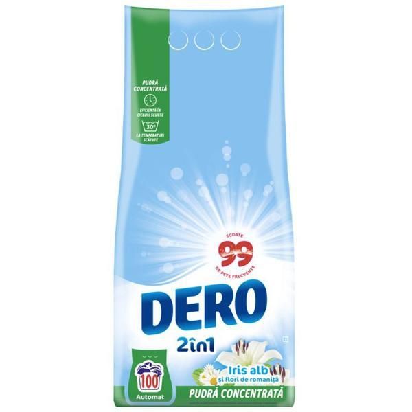 Dero Автоматичен прах за пране с цветя бял ирис и романита - Dero 2 in1 Concentrated Powder, 7500 гр