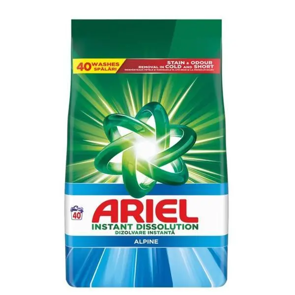 Ariel Автоматичен прахообразен перилен препарат - Ariel Instant Dissolution Alpine, 40 пранета, 2.6 кг