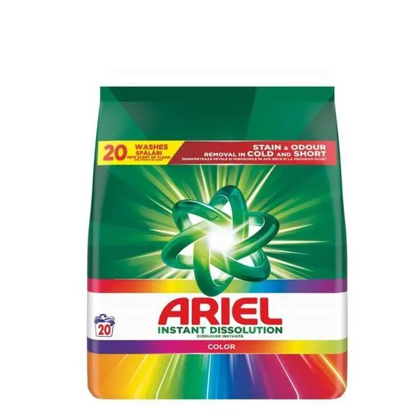 Ariel Автоматичен прахообразен перилен препарат - Ariel Instant Dissolution Color, 20 пранета, 1.3 кг