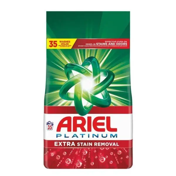 Ariel Автоматичен прахообразен перилен препарат - Ariel Platinum +Extra Stain Removal, 35 пранета, 2.27 кг