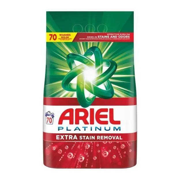 Ariel Автоматичен прахообразен перилен препарат - Ariel Platinum +Extra Stain Removal, 70 пранета, 4.55 кг