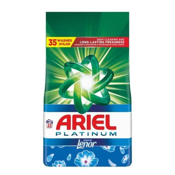 Ariel Автоматичен прахообразен перилен препарат - Ariel Platinum Touch of Lenor, 35 пранета, 2.27 кг