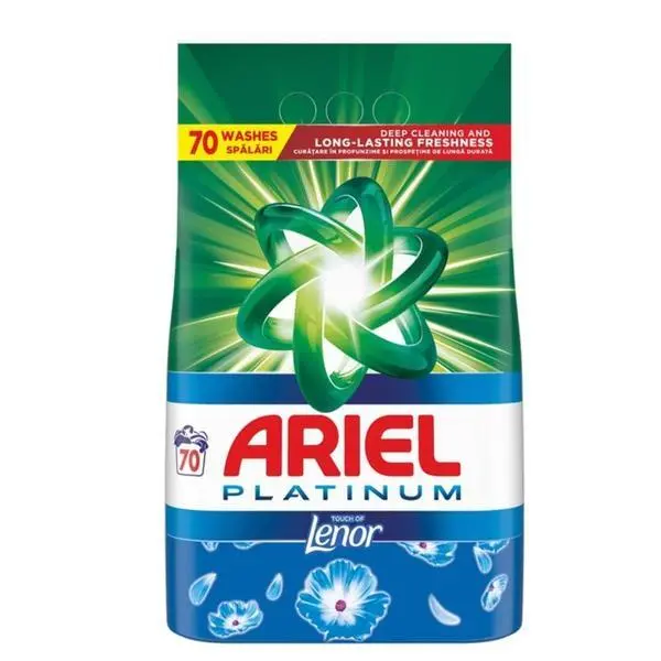 Ariel Автоматичен прахообразен перилен препарат - Ariel Platinum Touch of Lenor, 70 пранета, 4.55 кг