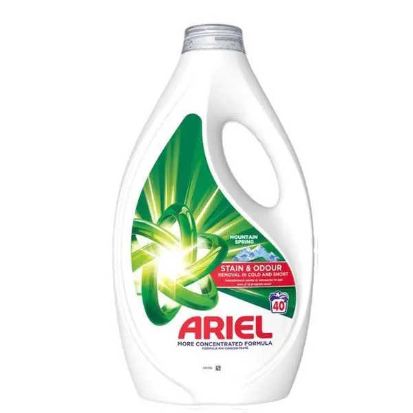 Ariel Автоматичен течен перилен препарат - Ariel Mountain Spring Stain &amp; Odour Removal, 40 пранета, 1.8 л