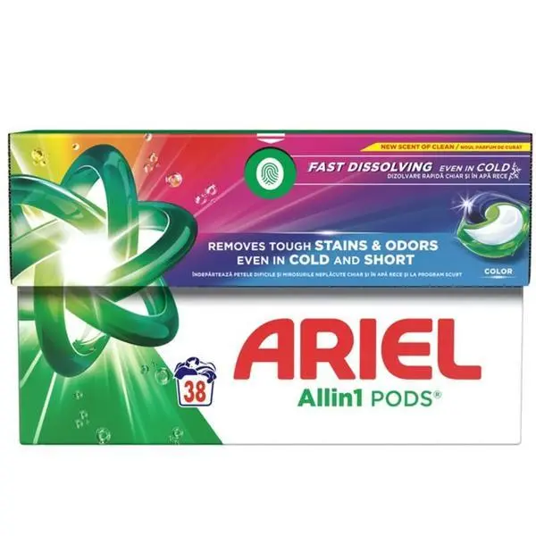 Ariel Автоматични капсули - Ariel All in 1 Pods Color Fast Dissolving, 38 бр