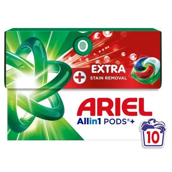 Ariel Автоматични капсули за перилен препарат - Ariel All in 1 Pods + Extra Stain Removal, 10 бр