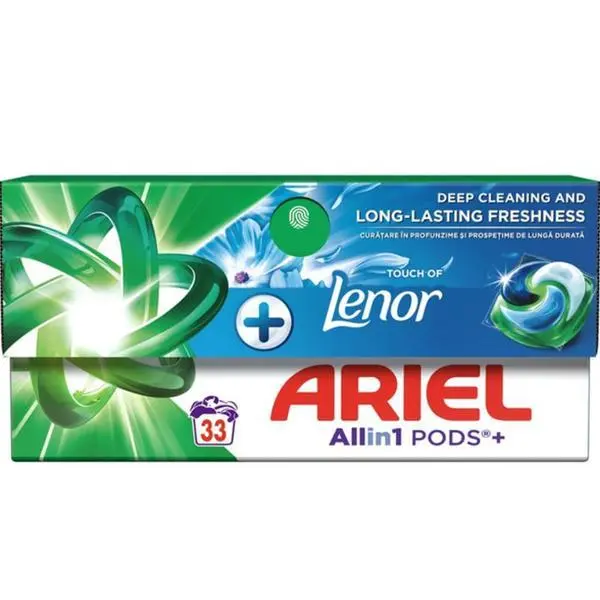 Ariel Автоматични капсули за перилен препарат - Ariel All in 1 Pods +Touch of Lenor, 33 бр