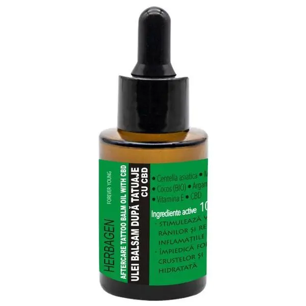 Herbagen Балсам масло за след татуировки Aftercare Tattoo Balm Oil с CBD - Herbagen Aftercare Tattoo Balm Oil с CBD, 30 мл