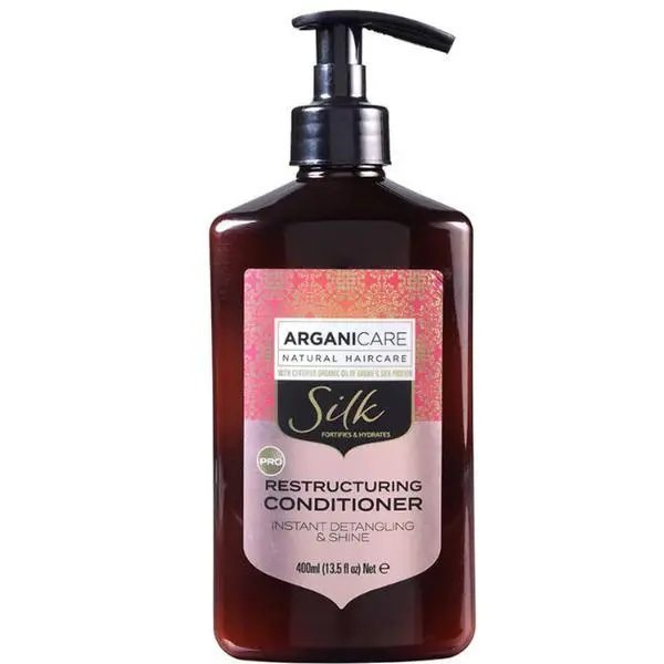 Arganicare Балсам за незабавно разплитане и блясък с копринен протеин - Arganicare Silk Restructuring Conditioner Instant Detangling&amp;Shine, 400 мл