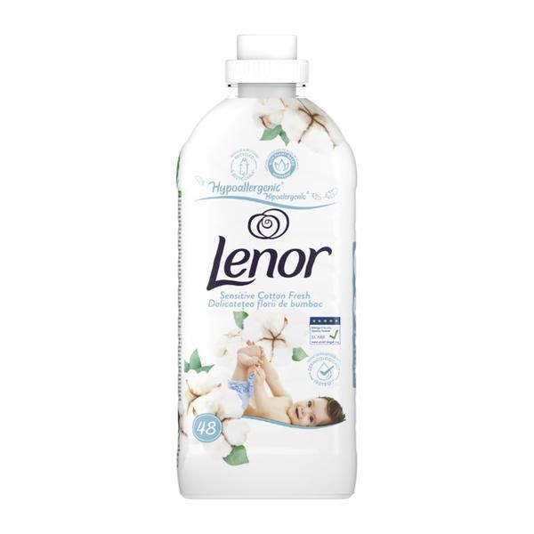 Lenor Балсам за пране Деликатесът на цветето на памук - Lenor Sensitive Cotton Fresh, 48 пранета, 1200 мл